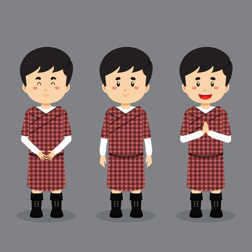 Bhutan Character with Various Expression vector