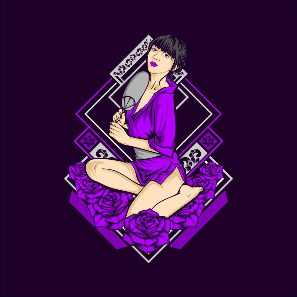 hermosa chica oriental vector