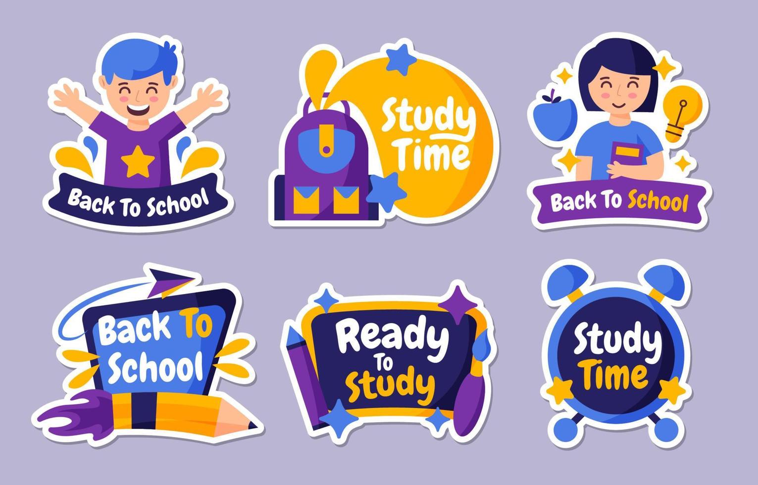 Back To School Sticker Collection vector