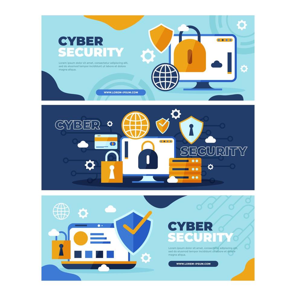 Cyber Security Banner Set vector