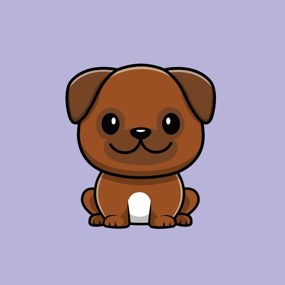 Cute Pug Dog Sitting Cartoon Vector Icon Illustration.