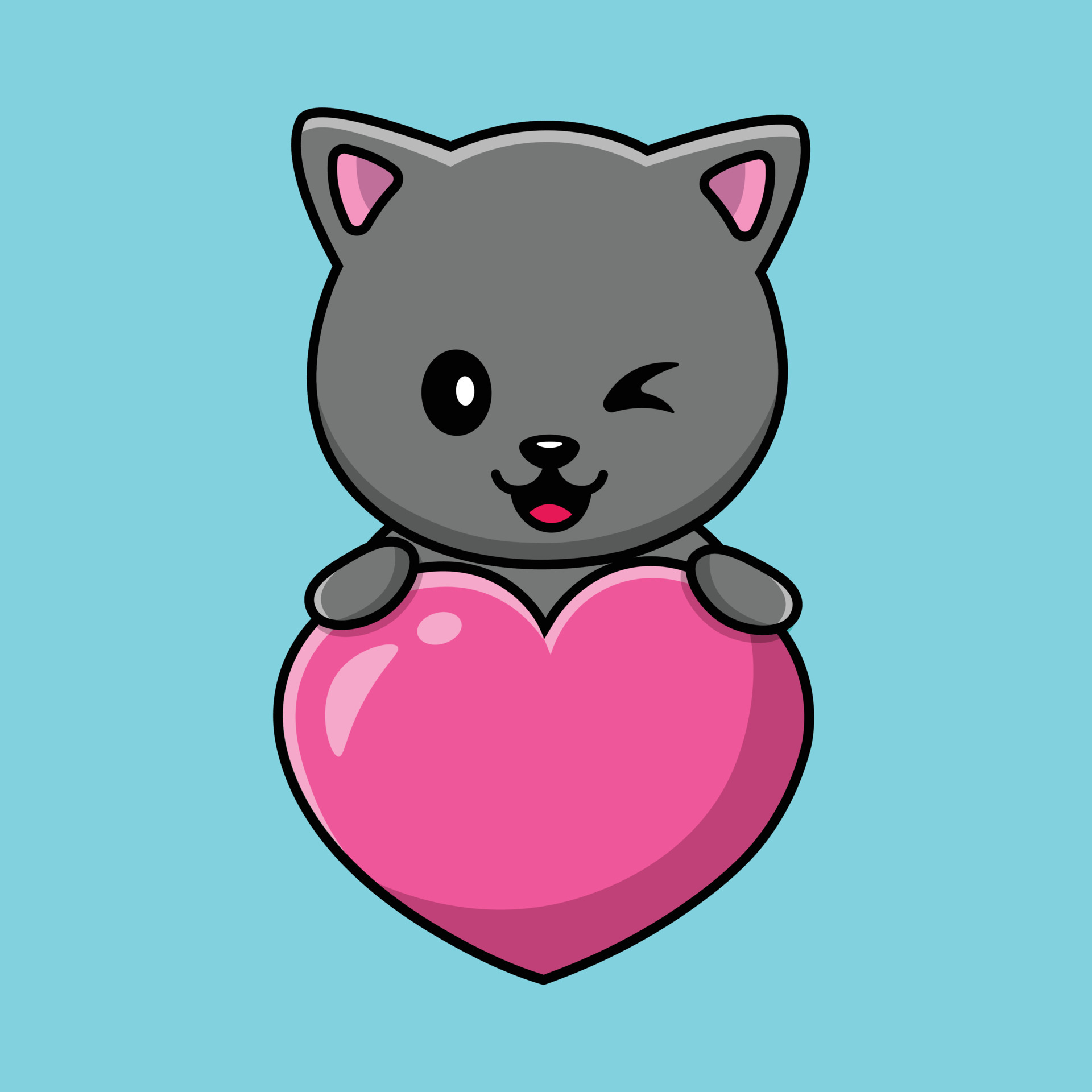 Cute Cat Love Cartoon Vector Icon Illustration. 4835439 Vector Art at  Vecteezy