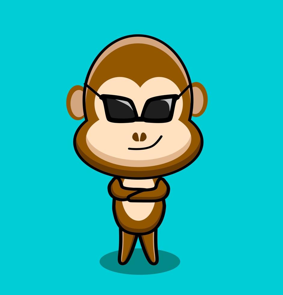 personaje de mono fresco con gafas vector