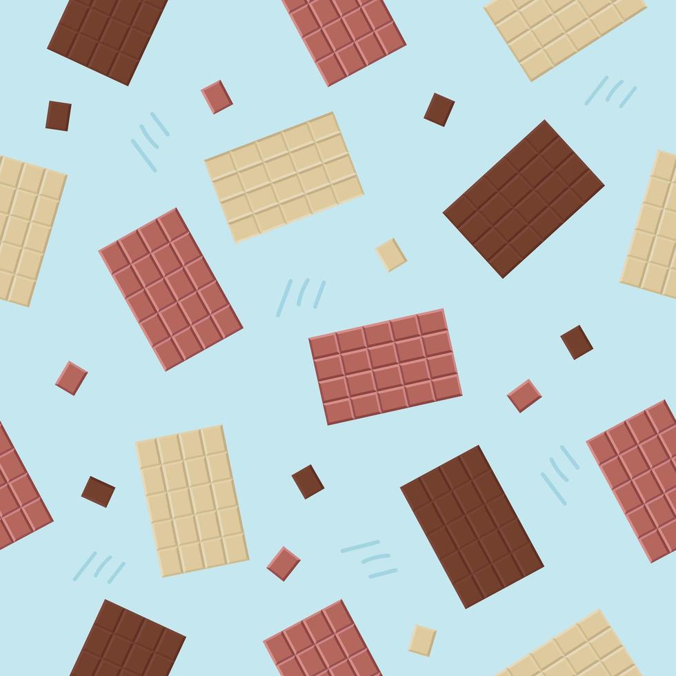Dark, milk and white chocolate bar seamless pattern vector