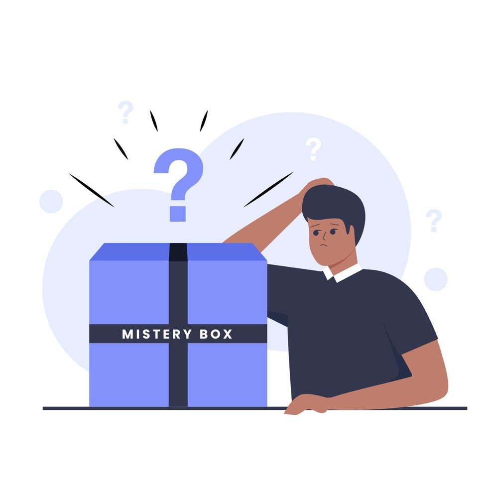 Mystery box illustration design concept vector