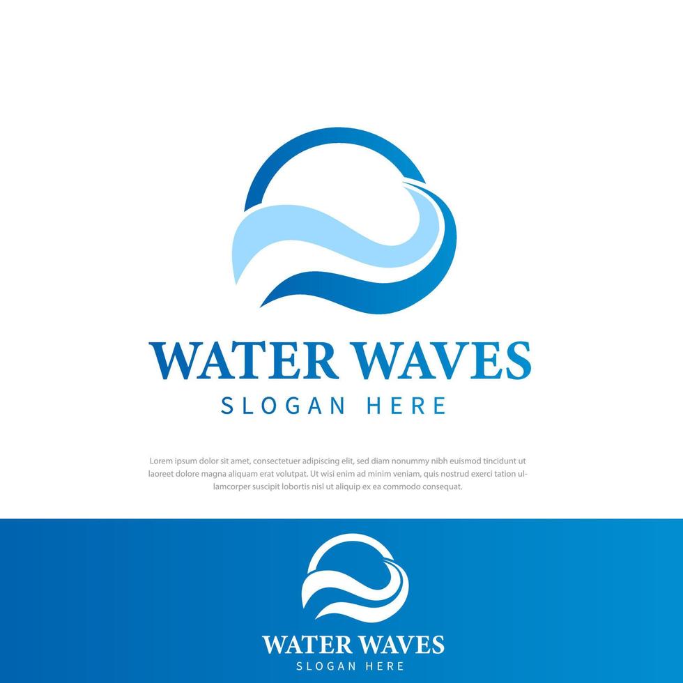 Ocean Logo Design,waves abstract sun icon.symbol,waves logo design template vector