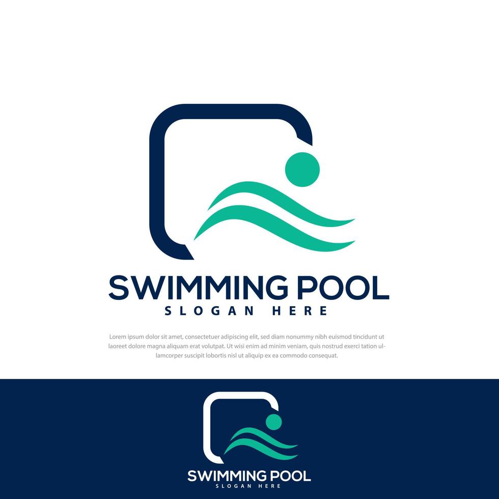 icono de piscina. natación símbolo línea vector de señal, símbolo para web y móvil.Diseño de logotipo de natación, plantilla