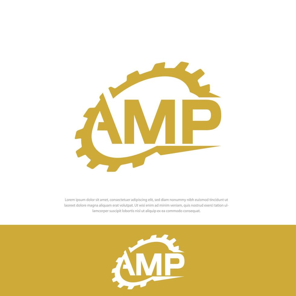 Gear AMP logo abstract illustration Vector template, symbol, icon