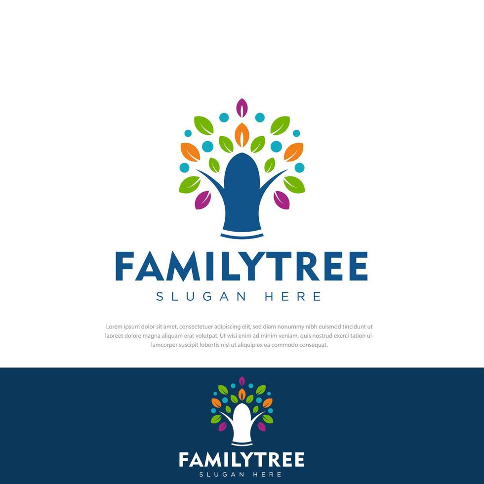 Colorful Family Tree Logo design template, symbol, icon, education vector