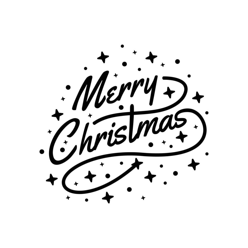 Merry Christmas typography with line art style , logo template vector design as you custom editable