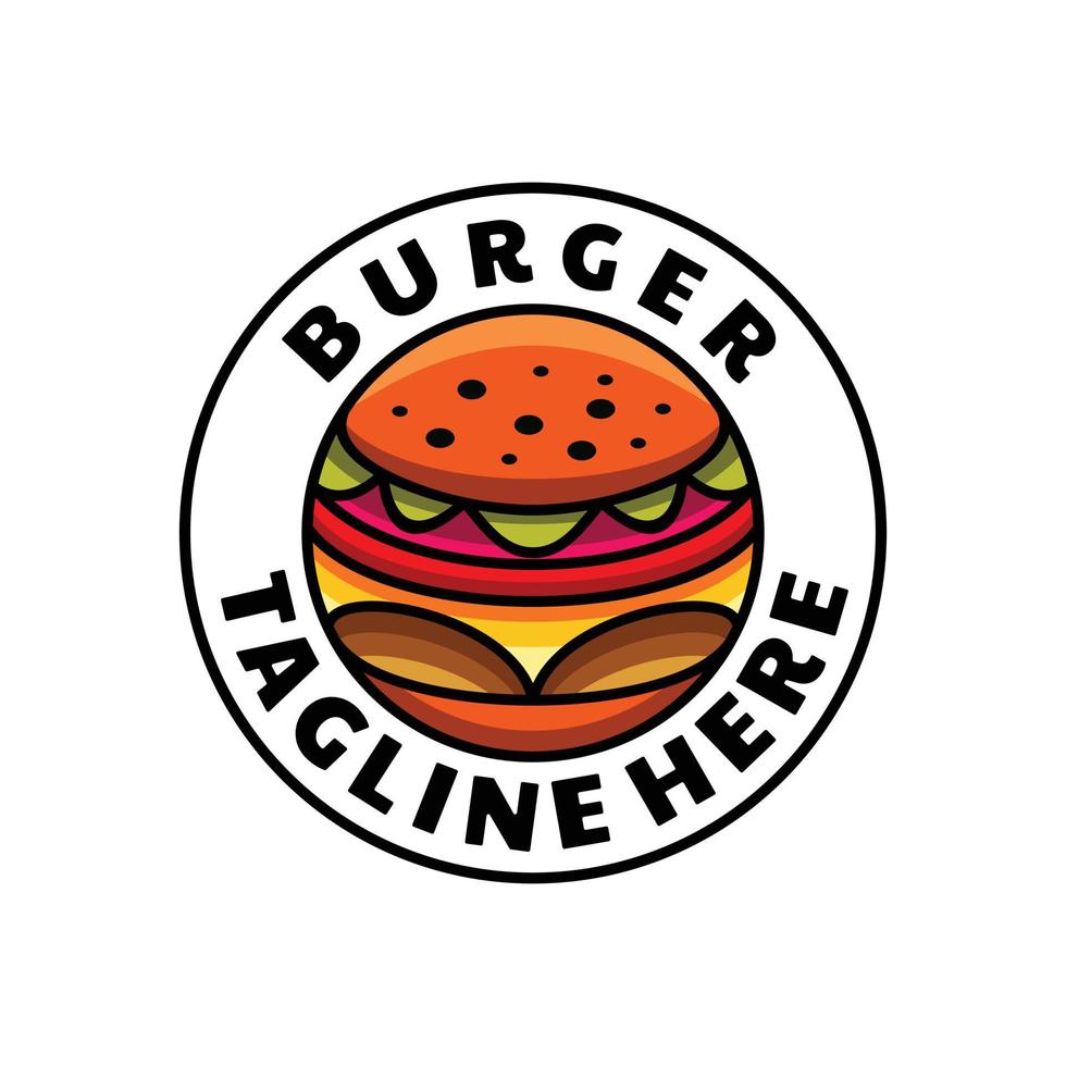 pan de hamburguesa en fondo blanco, plantilla de diseño de logotipo vectorial vector