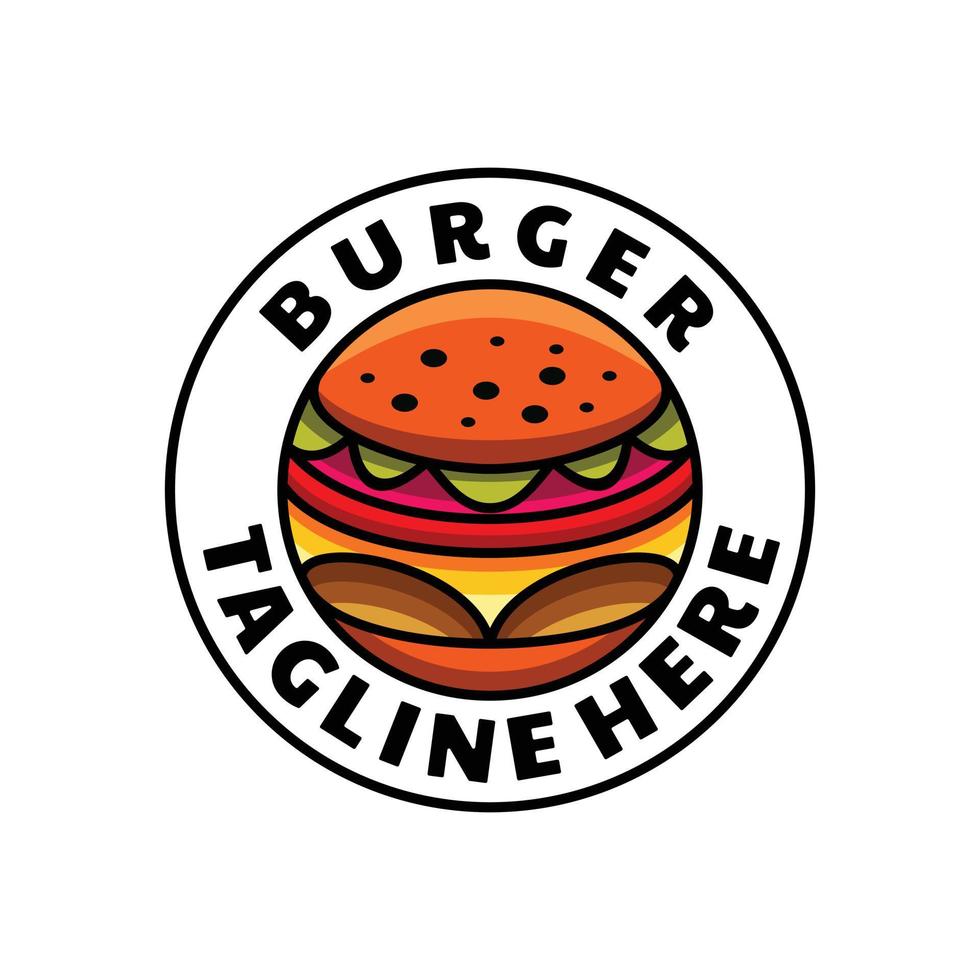 Burger bun in white background, vector logo design template