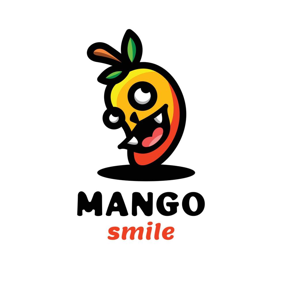 Simple Mascot Logo Design Mango Smile. Abstract, emblem, design, concept, logo, logotype, element vector