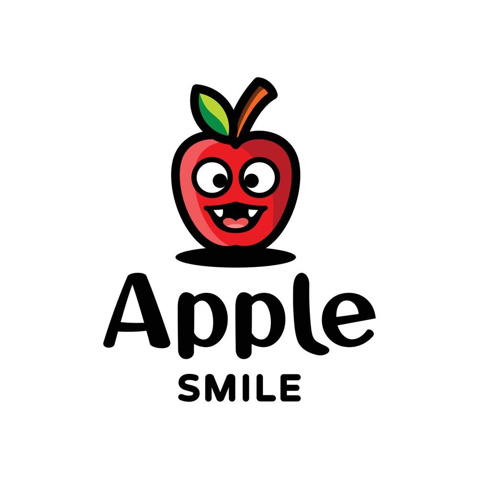 Simple Mascot Logo Design Apple Smile. Abstract, emblem, design, concept, logo, logotype, element vector