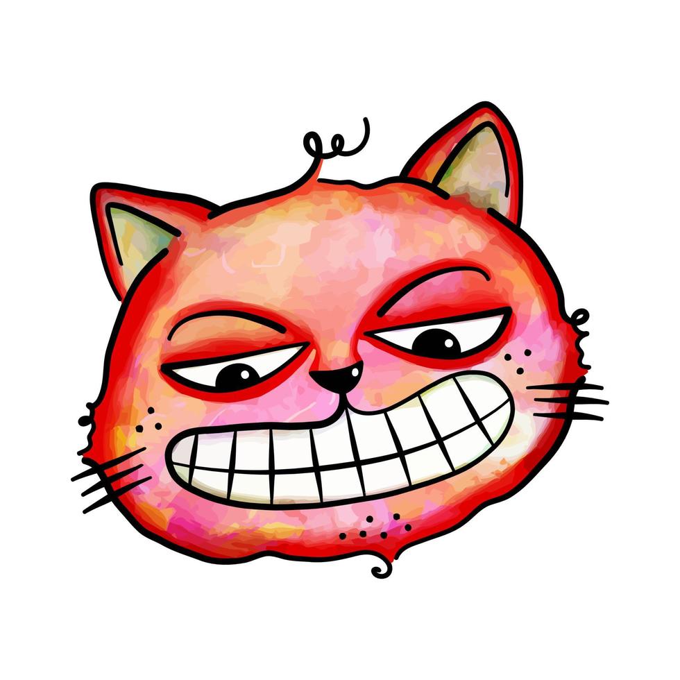 retrato de la cara del gato de cheshire acuarela vector