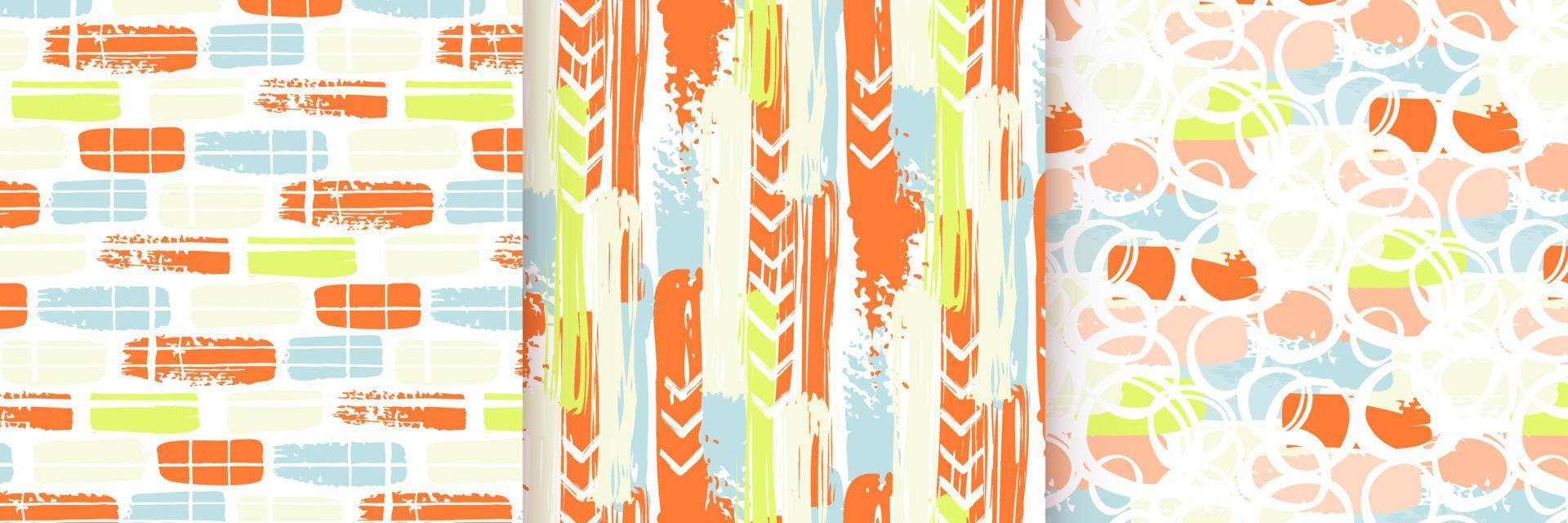 Abstract seamless patterns with brush stroke and marker. Hand drawn doodle shapes, marks and lines. Vector