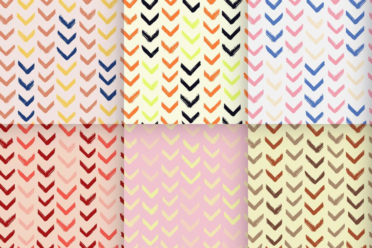 Colored hand drawn seamless pattern with chevron texture. Vector