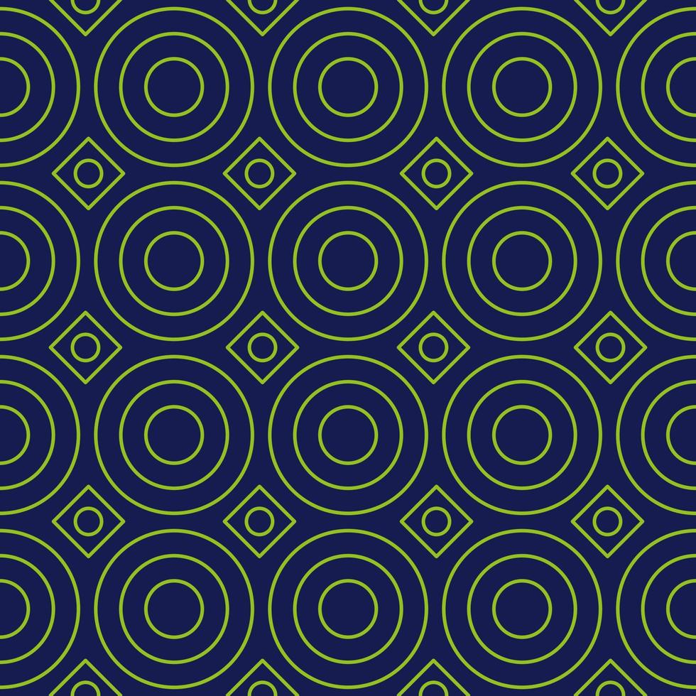 Abstract geometric pattern with circles and squares. A seamless background. Green and dark blue texture vector