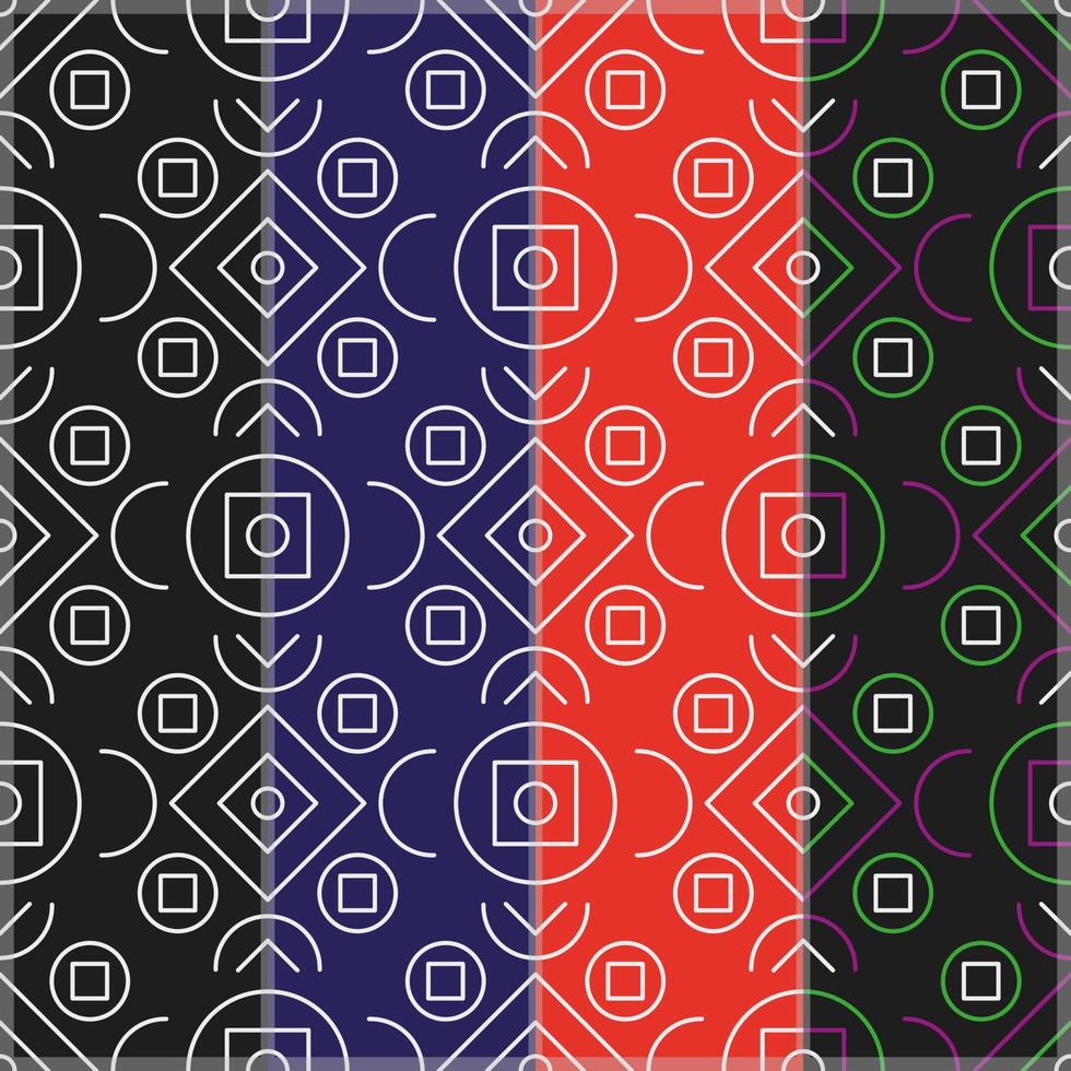 Abstract seamless patterns set with circles and squares vector