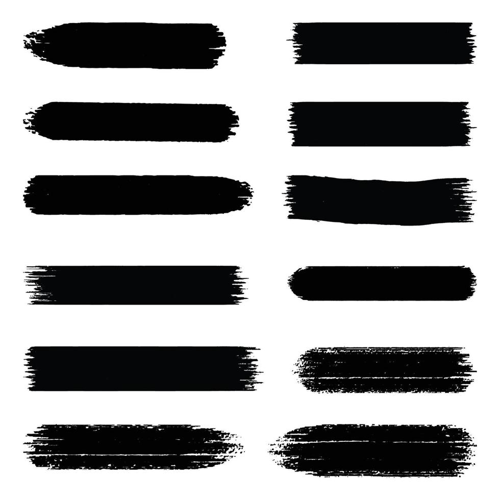 Ink brush stroke collection vector