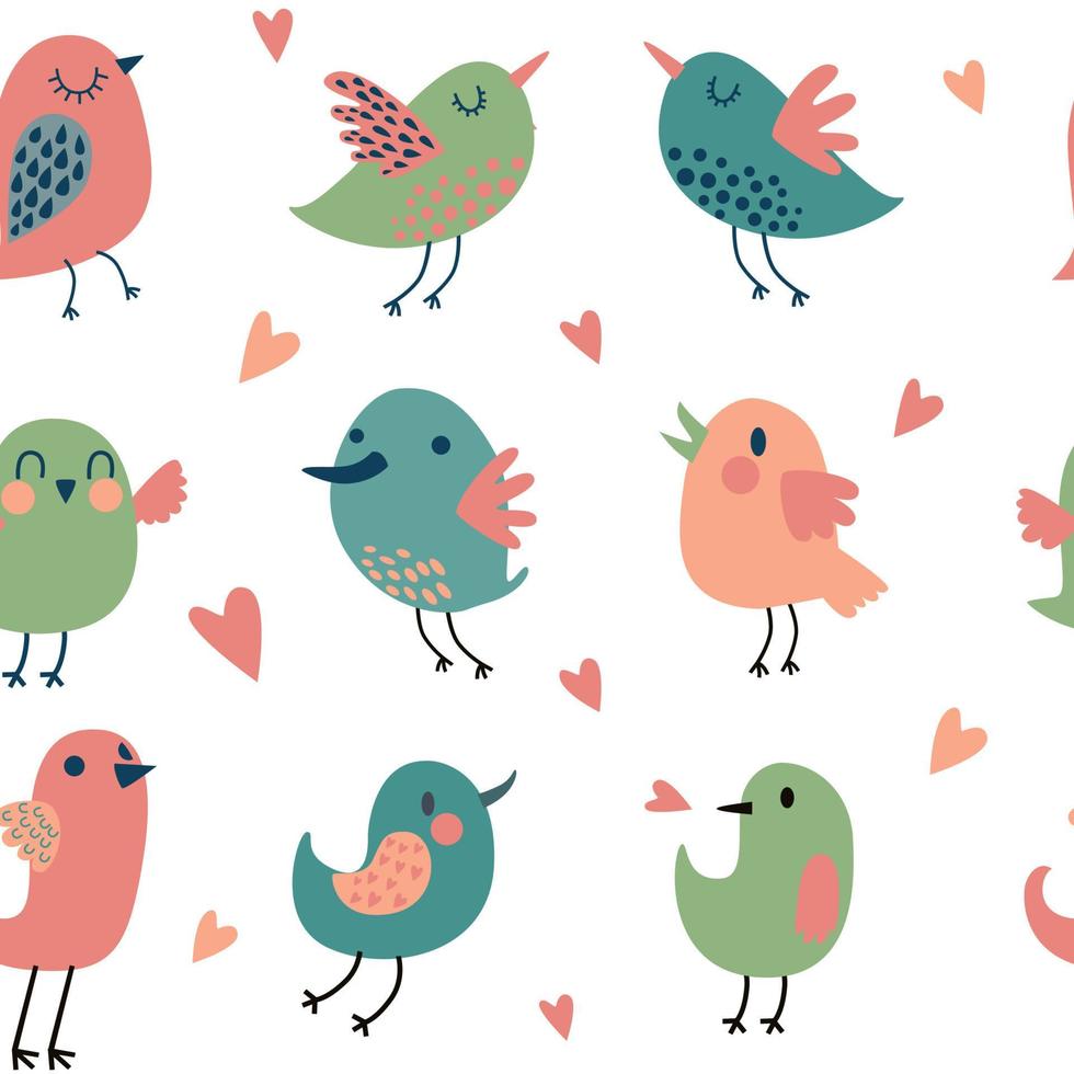 Seamless pattern with small birds vector