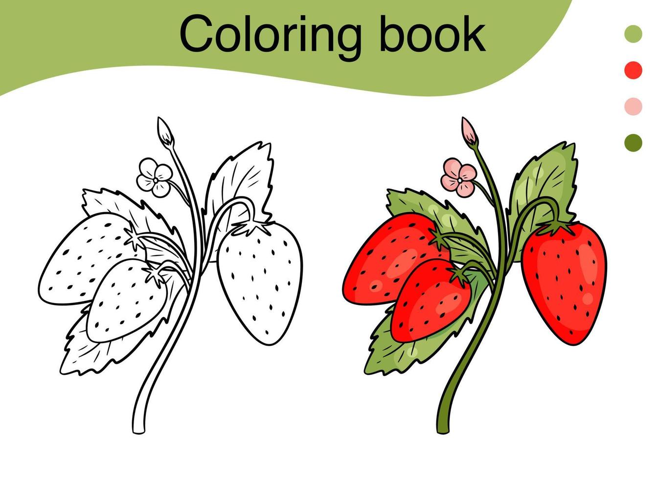 Strawberry, wild berry hand-drawn vector illustration of  contour for  coloring book. Cartoon style