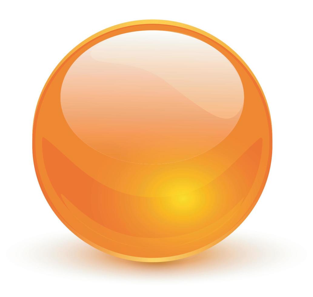 esfera de cristal naranja, vector bola brillante.
