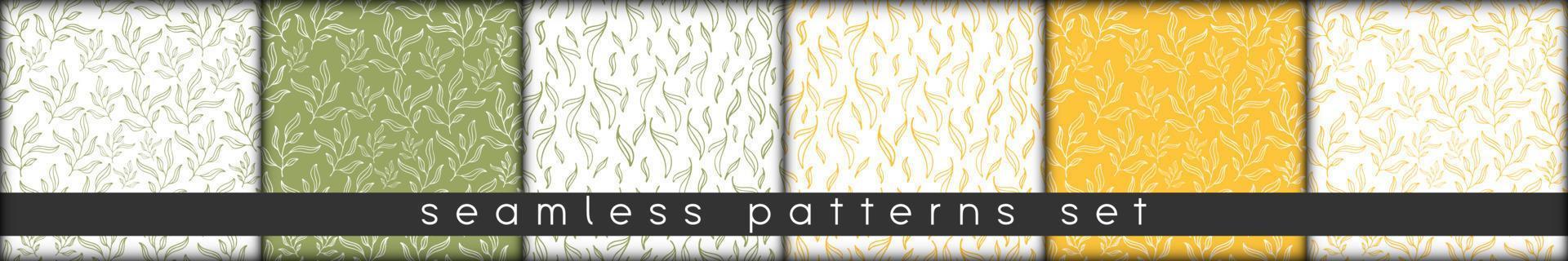 simple seamless patterns collection with hand drawn elements and matching colors vector