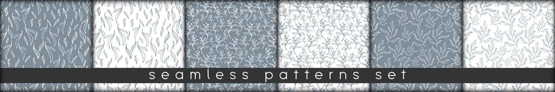 simple seamless patterns collection with hand drawn elements and matching colors vector