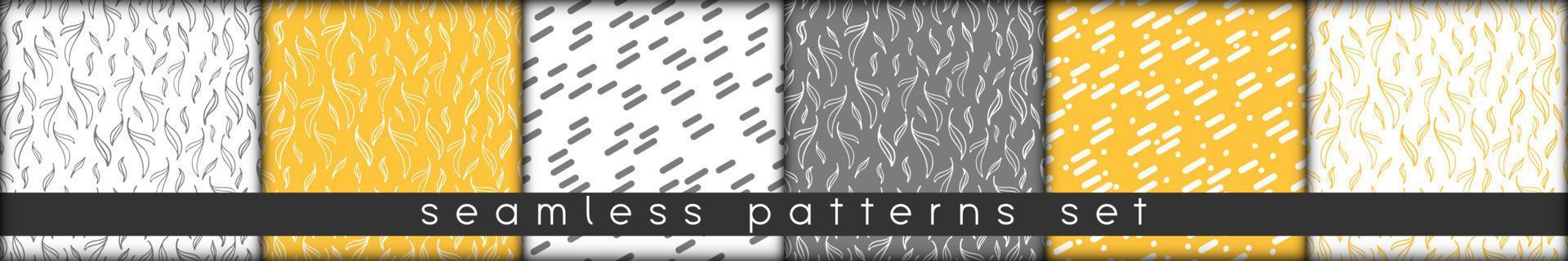 simple seamless patterns collection with hand drawn elements and matching colors vector