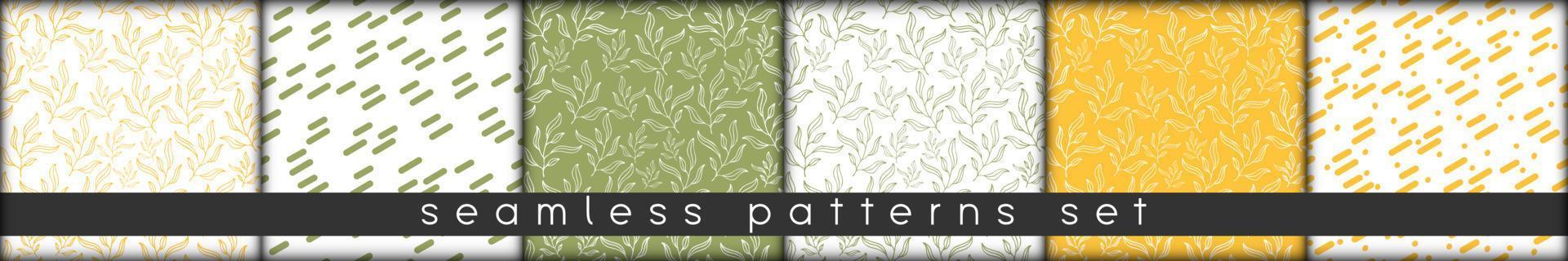 simple seamless patterns collection with hand drawn elements and matching colors vector