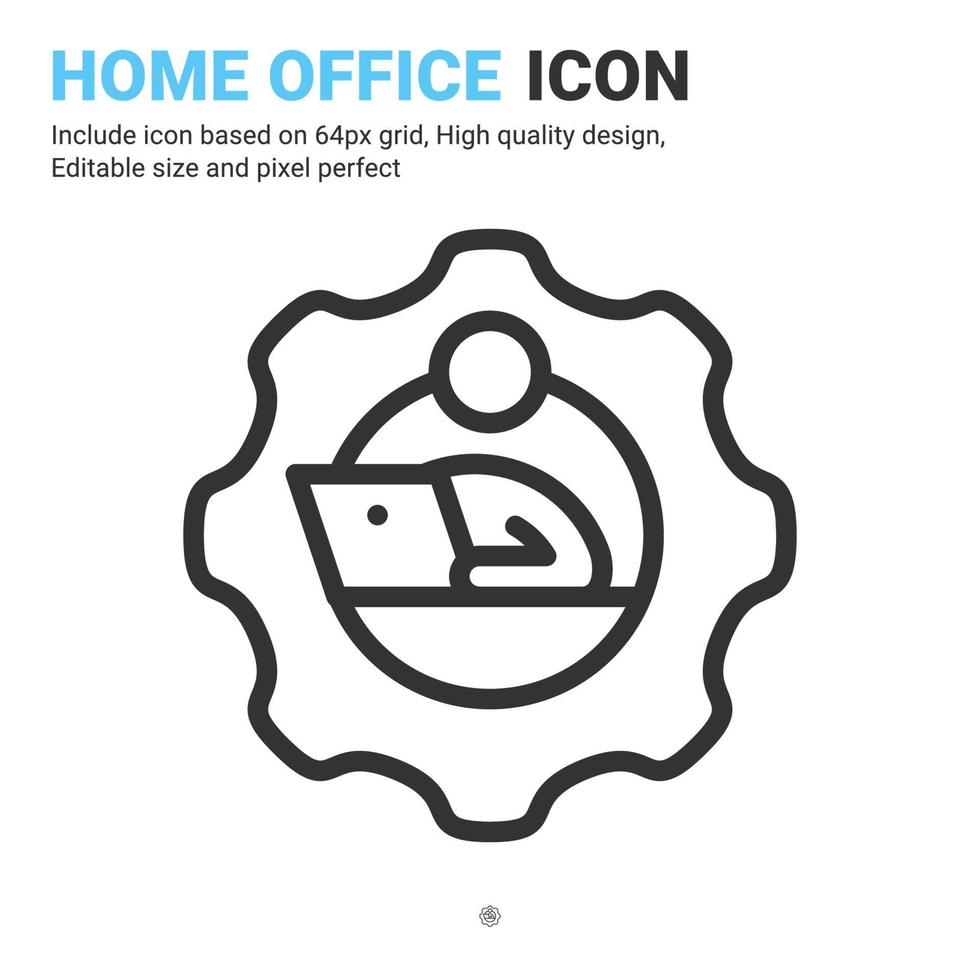 Remote employee icon vector with outline style isolated on white background. Vector illustration work from home sign symbol icon concept for business, finance, industry, company, app and project