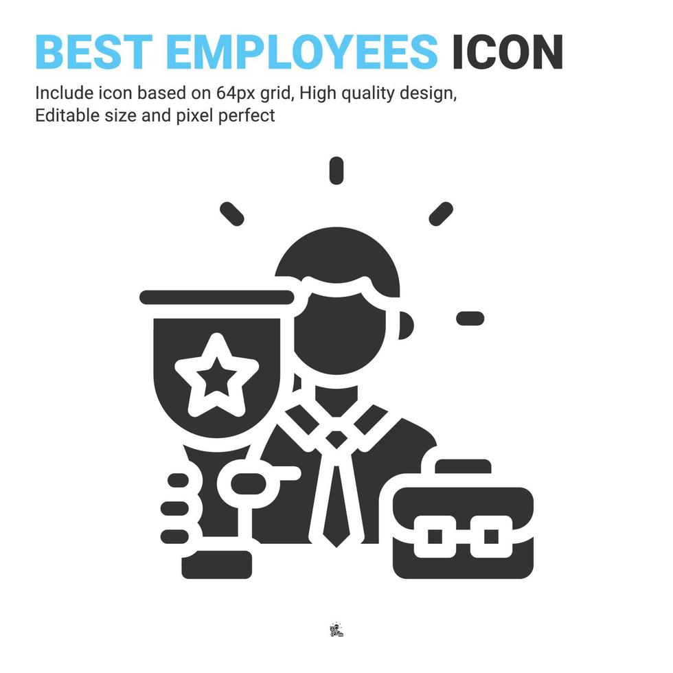 Best employee icon vector with glyph style isolated on white background. Vector illustration winner sign symbol icon concept for business, finance, industry, company, apps, web and all project