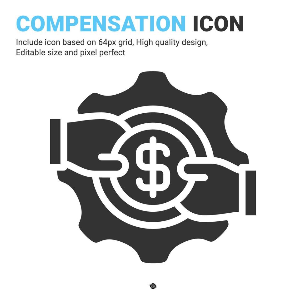 vector de icono de compensación con estilo de glifo aislado sobre fondo blanco. salario de ilustración vectorial, concepto de icono de símbolo de signo de salario para negocios, finanzas, industria, empresa, aplicación, web y proyecto