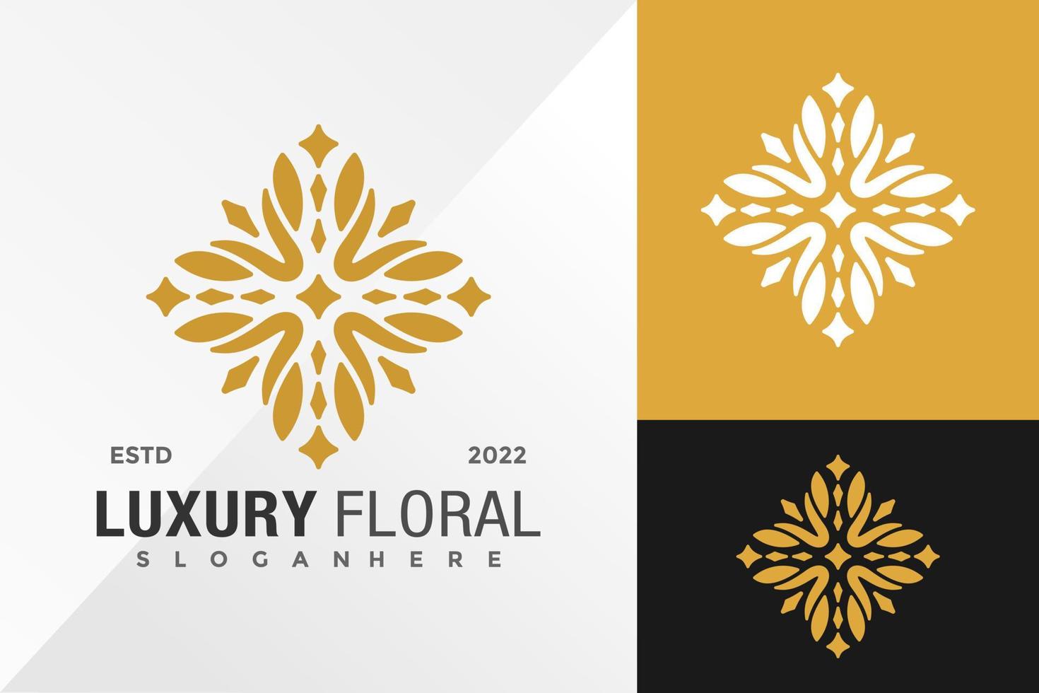 Plantilla de ilustración de vector de diseño de logotipo floral de lujo