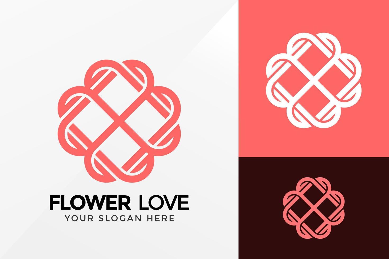 Flower Love Ornament Logo Design, Brand Identity logos vector, modern logo, Logo Designs Vector Illustration Template