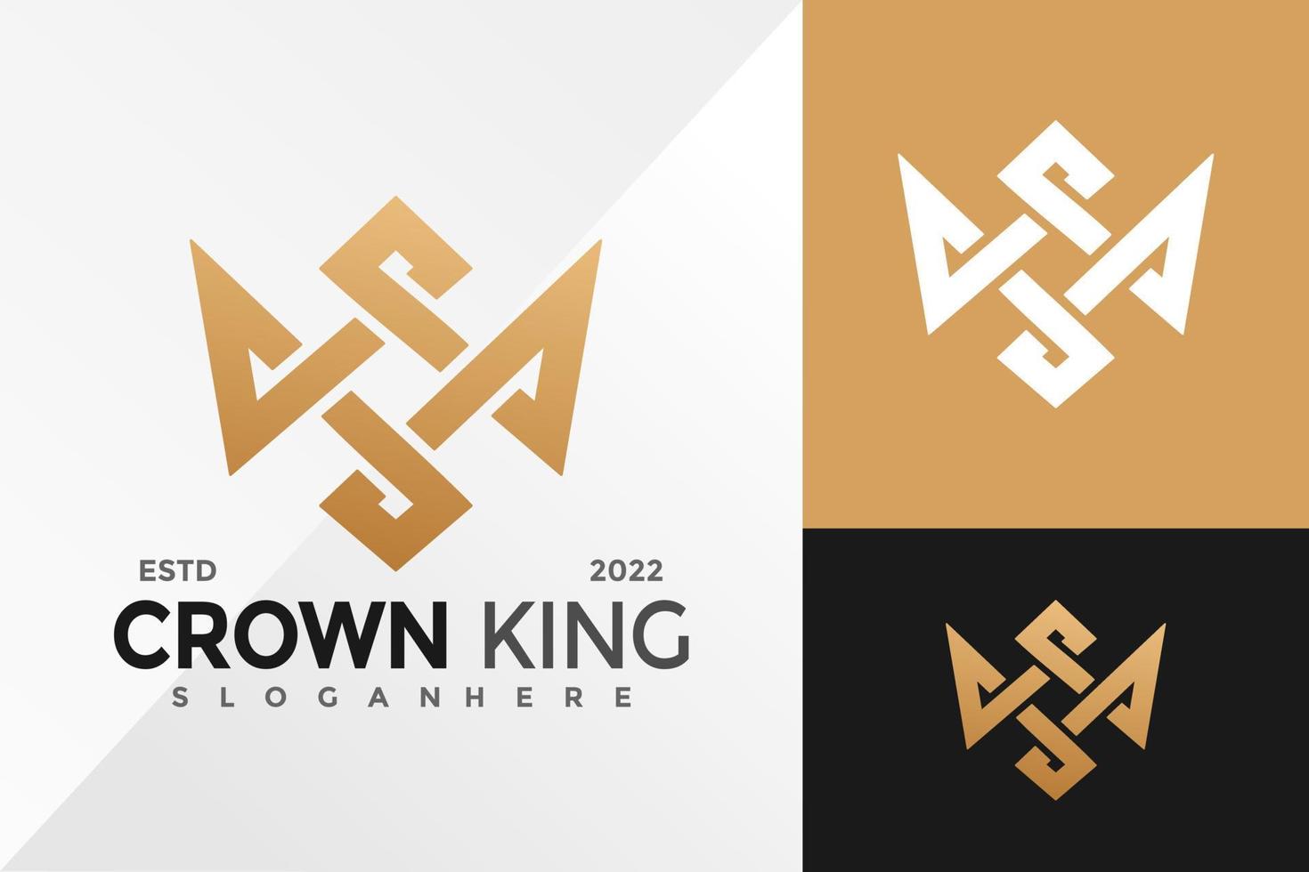 Luxury Crown King Logo Design Vector illustration template