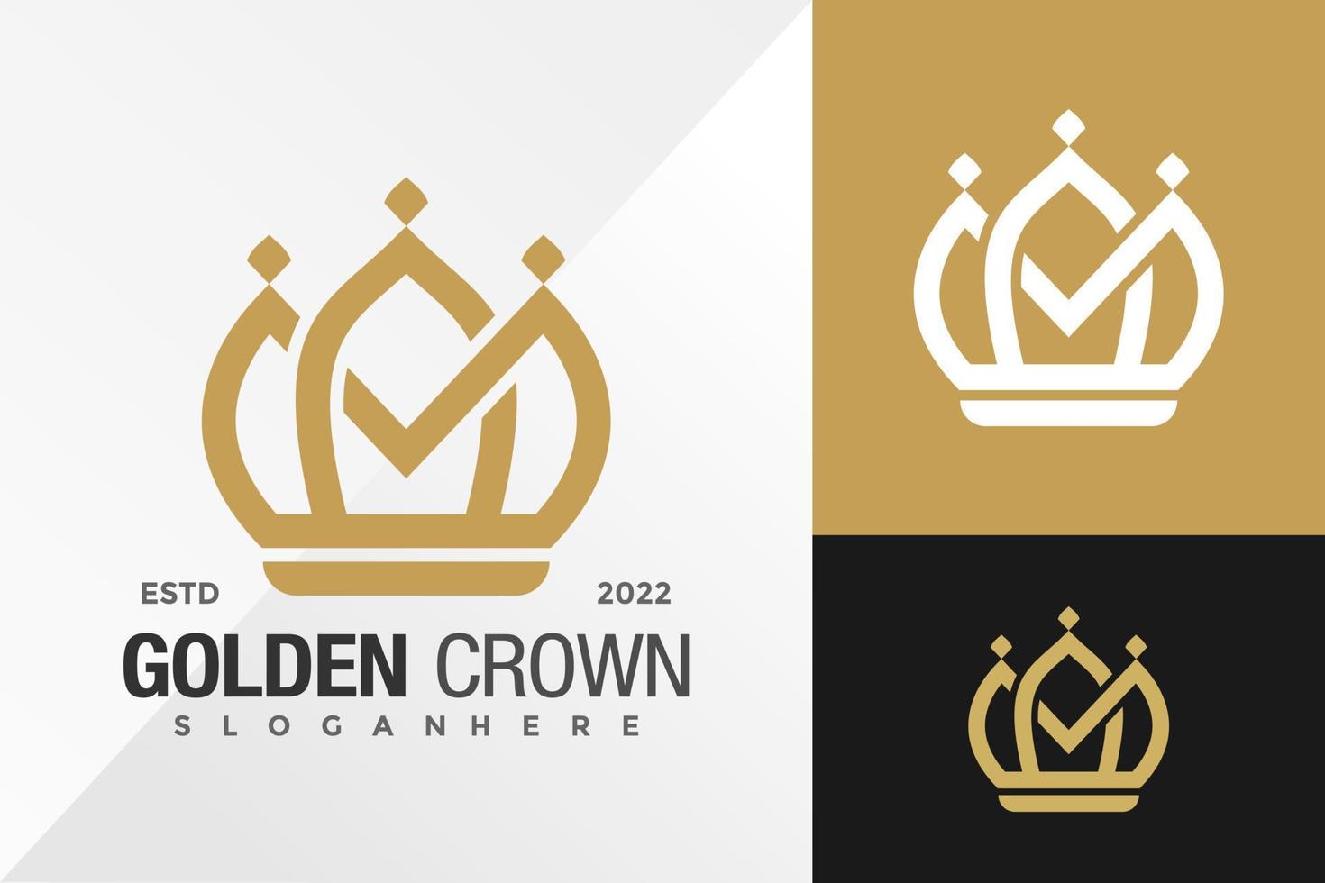 Plantilla de ilustración de vector de diseño de logotipo de corona de oro de lujo