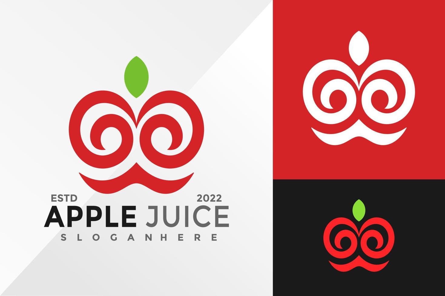 Plantilla de ilustración de vector de diseño de logotipo de jugo de manzana