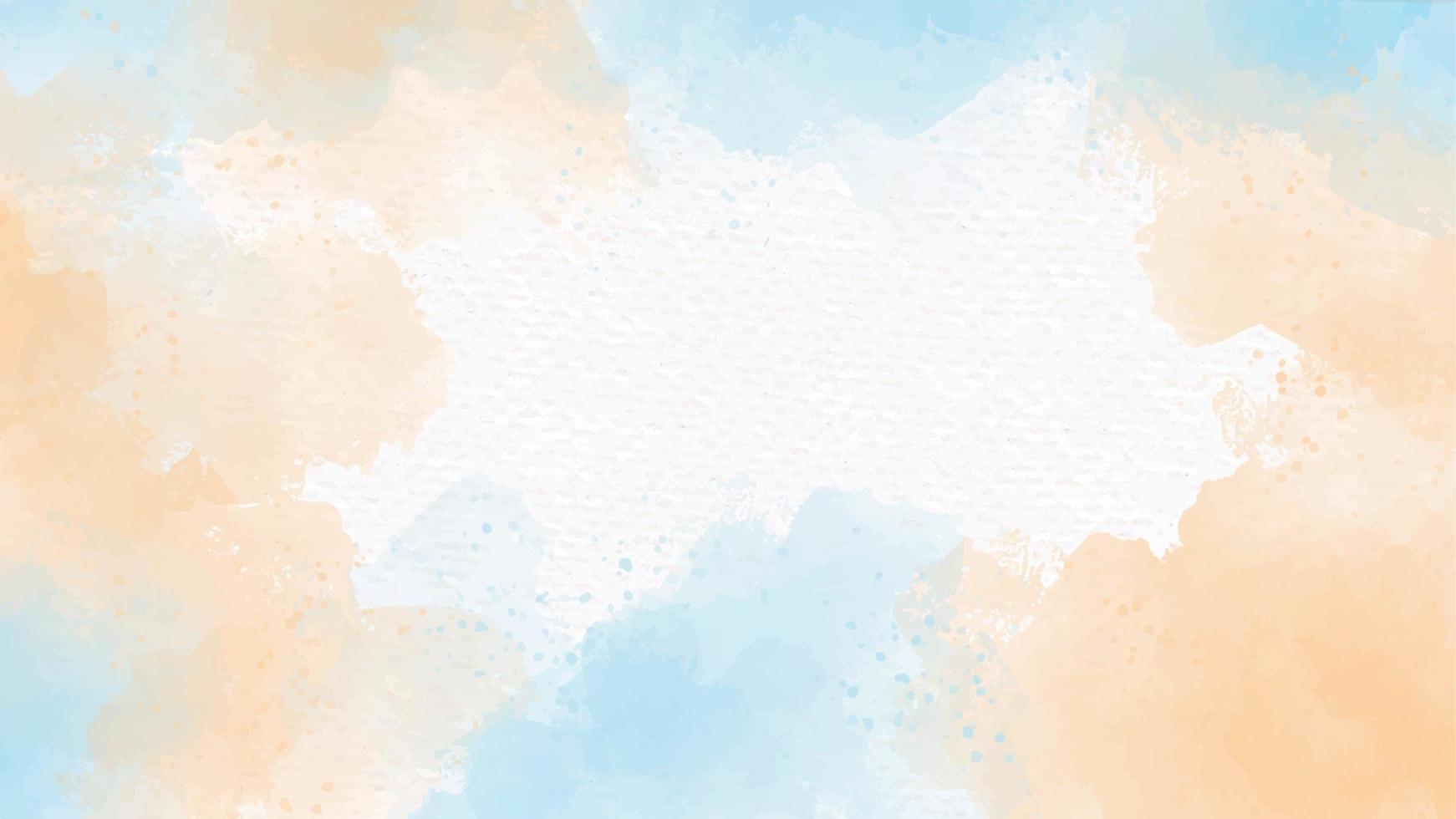 Salpicaduras de acuarela beige mar azul y arena sobre fondo abstracto de papel blanco vector