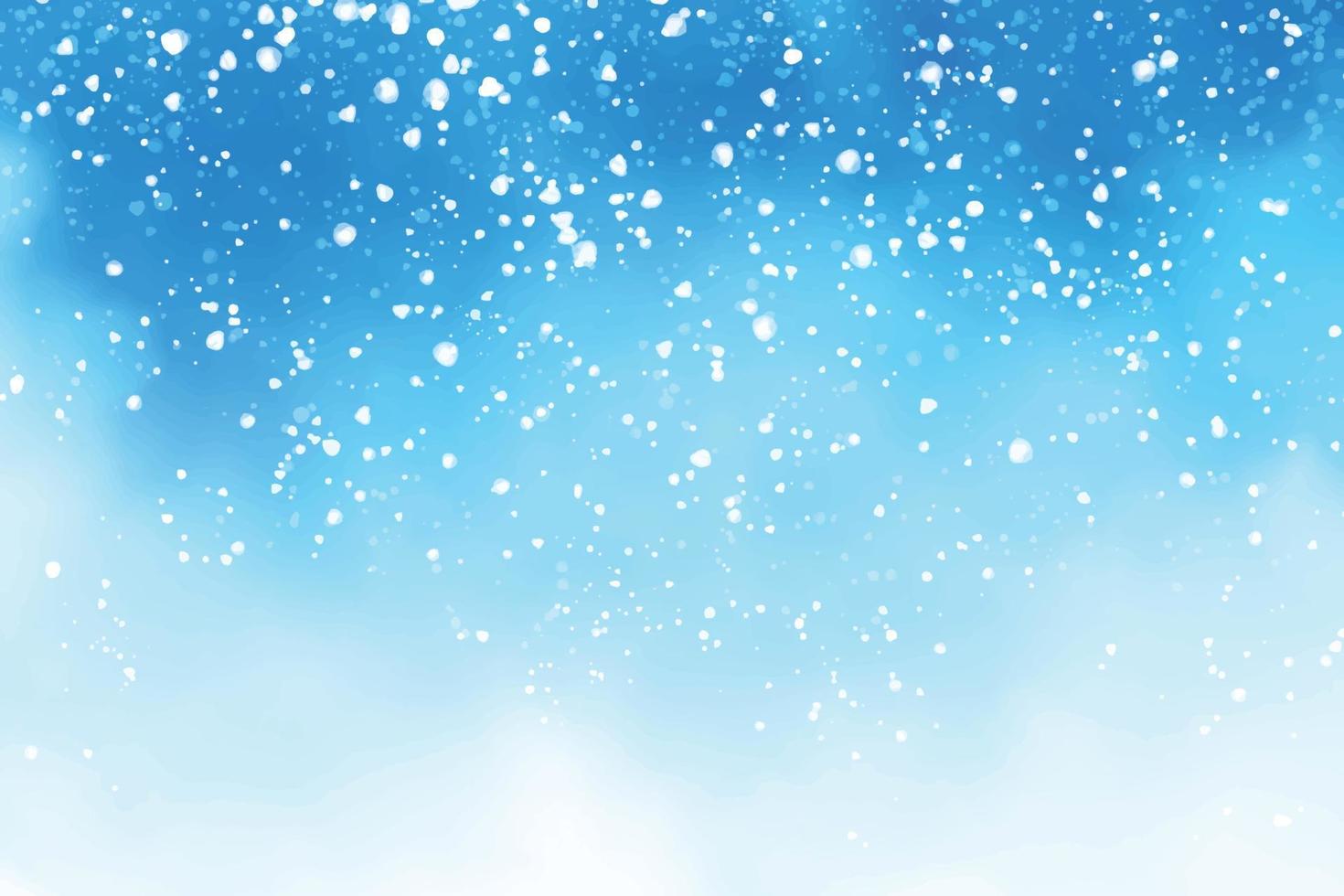 Acuarela cielo azul con fondo de nieve que cae pintura digital ilustración de vectores de eps10