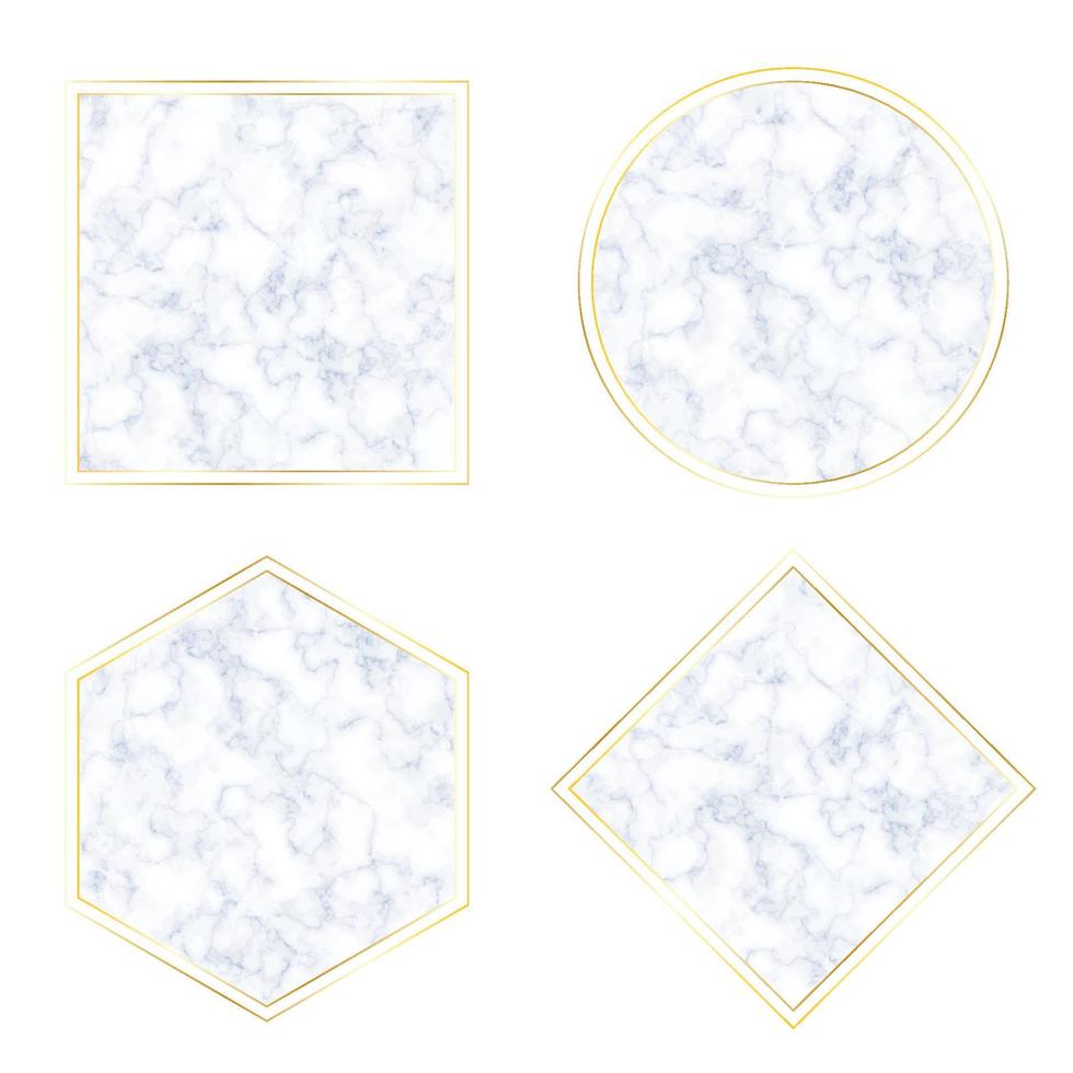 geometric blue cloud marble texture with golden frame banner collection vector