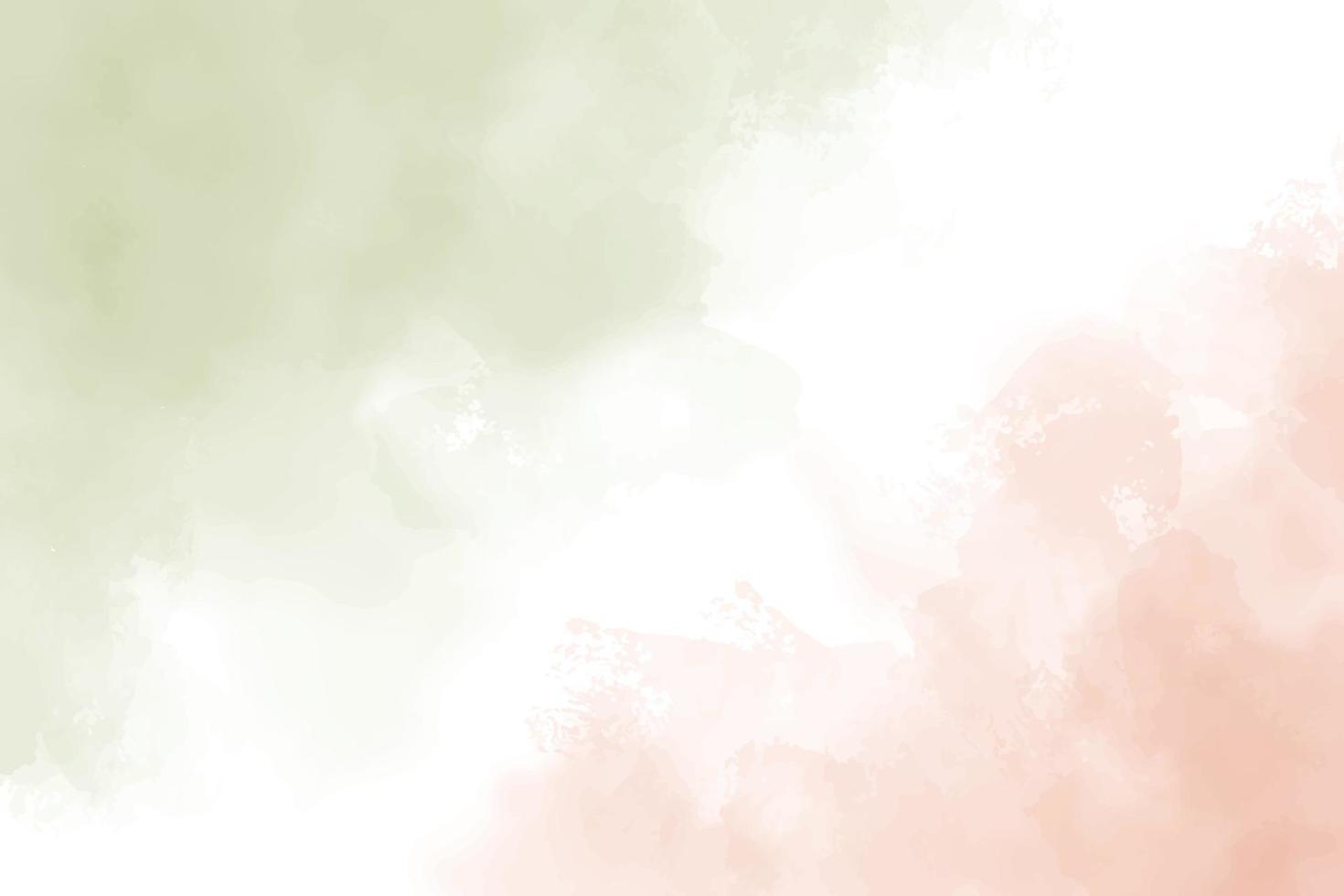 green and peach orange watercolor brush stroke background for spring vector