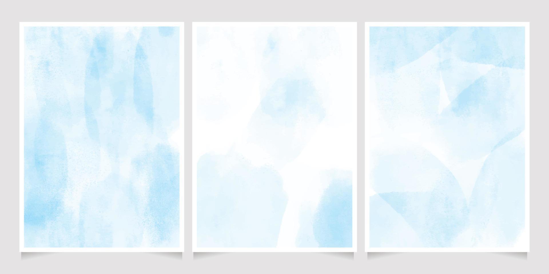 blue watercolor wash splash 5x7 invitation card background template collection vector