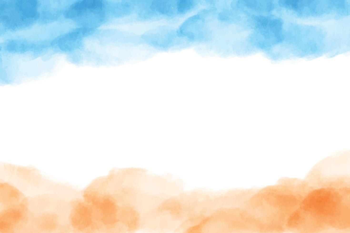 beautiful summer ocean , sand beach and wave watercolor background vector