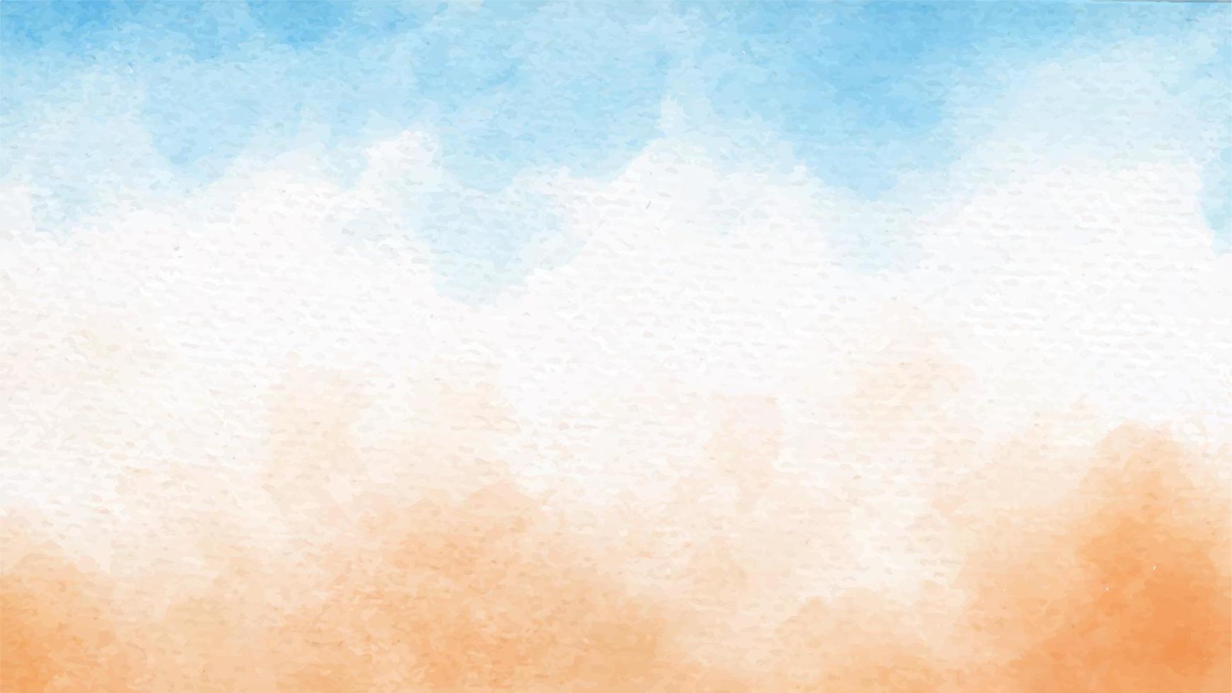 sea blue sky and sand beach watercolor background vector