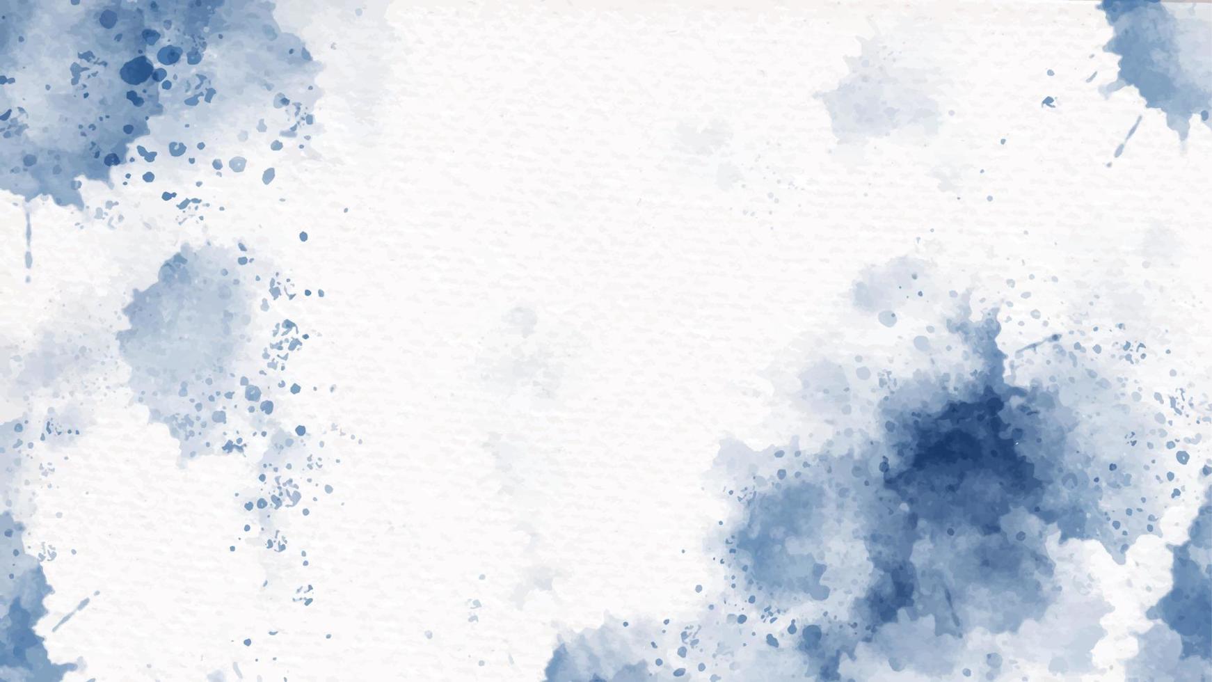Salpicaduras de acuarela de colores índigo azul marino sobre fondo de papel vector