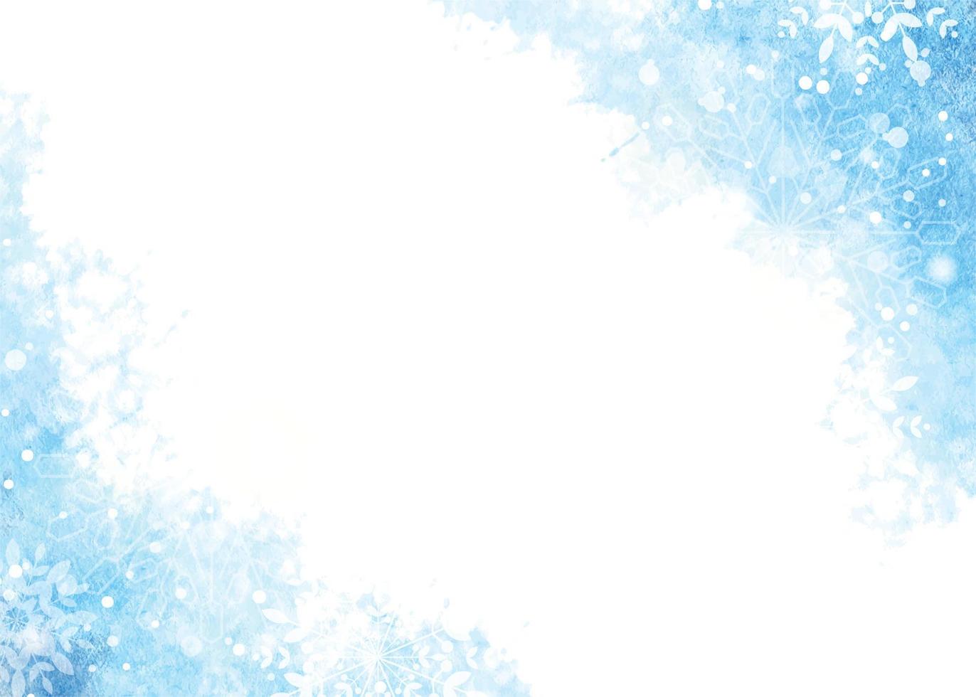 watercolor abstract blue splash with snowflake for christmas winter background vector