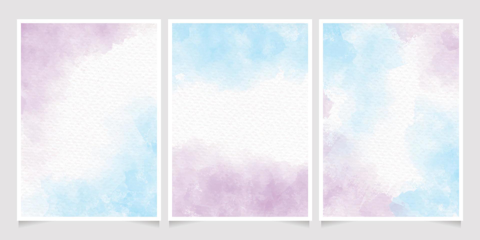 blue and violet unicorn watercolor wet wash splash invitation card background template collection vector
