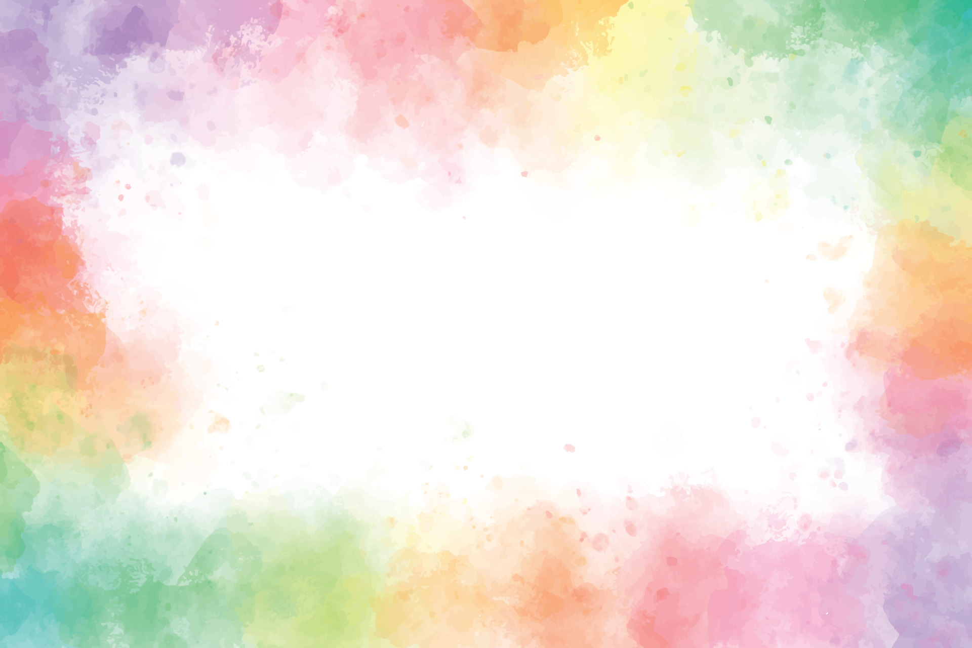 colorful rainbow watercolor splash background frame with copy space
